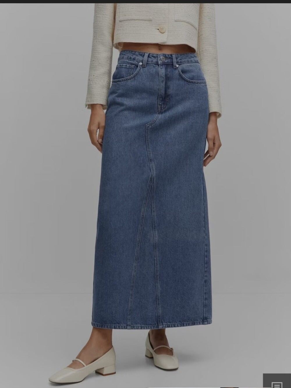 Mango Womens Cotton Long Straight Denim Blue Skirt Sz. S - Picture 2 of 9